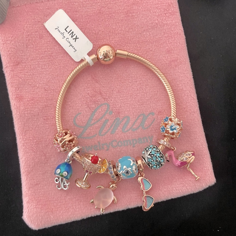 Linx Rose Gold Bracelet with Beach and Ocean Themed Charms